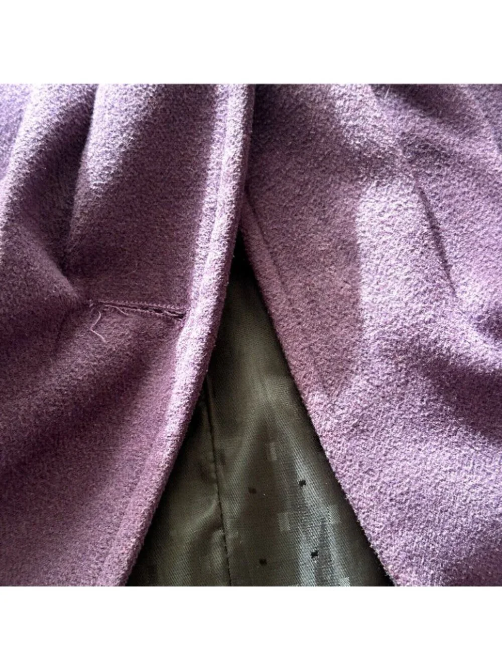 Womens Wool Blend Dress Coat Purple L Shawl Collar Button Front Lined Queens